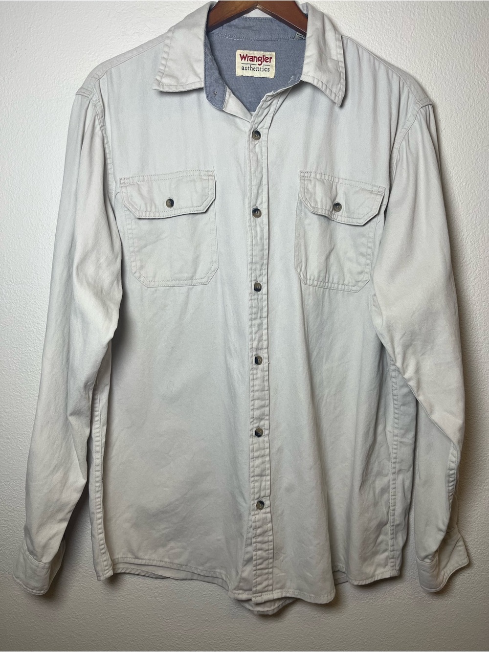 Wrangler Vintage 90s Light Beige Button-Up Shirt